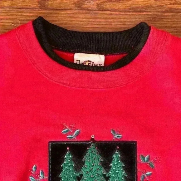 Vintage 90s Grandma Christmas Embroidered Sweatshirt Mock Neck Size 1X excellent - Picture 4 of 7